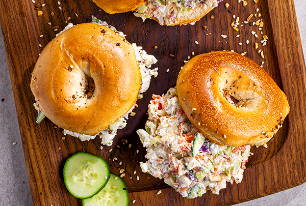 Chopped Everything Smoked Salmon Bagels